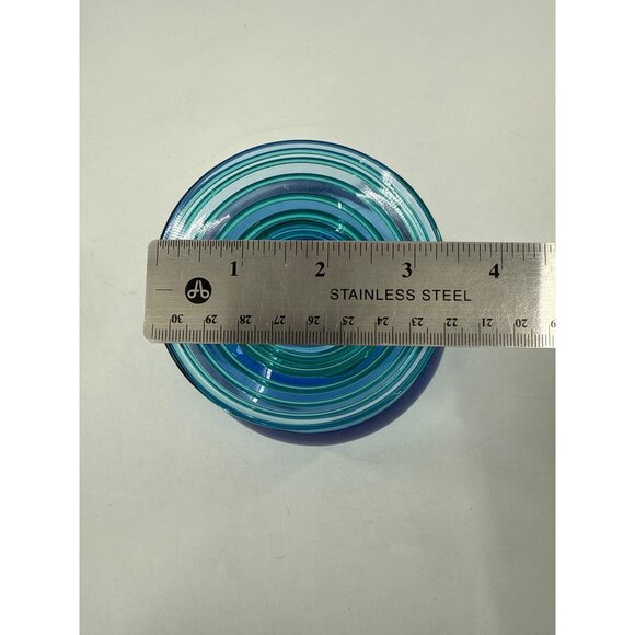 Blenko 5318 Hand-Blown Blue Glass Vase With Ribbed Neck - Picture 6 of 7